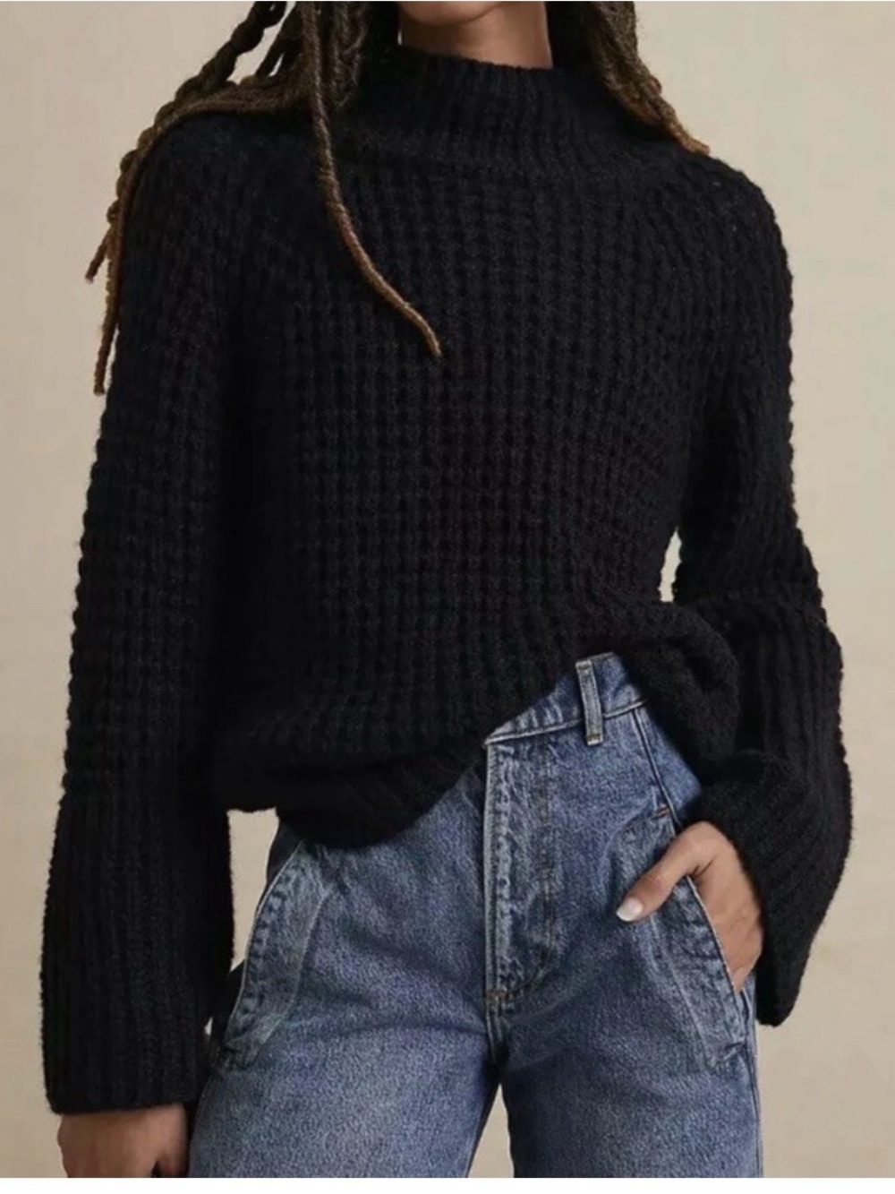 Black Knit Women's Sweater - Classic Pullover